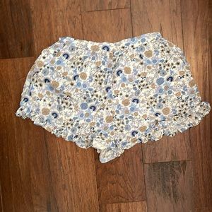 Blue Flowers Shorts with Pockets